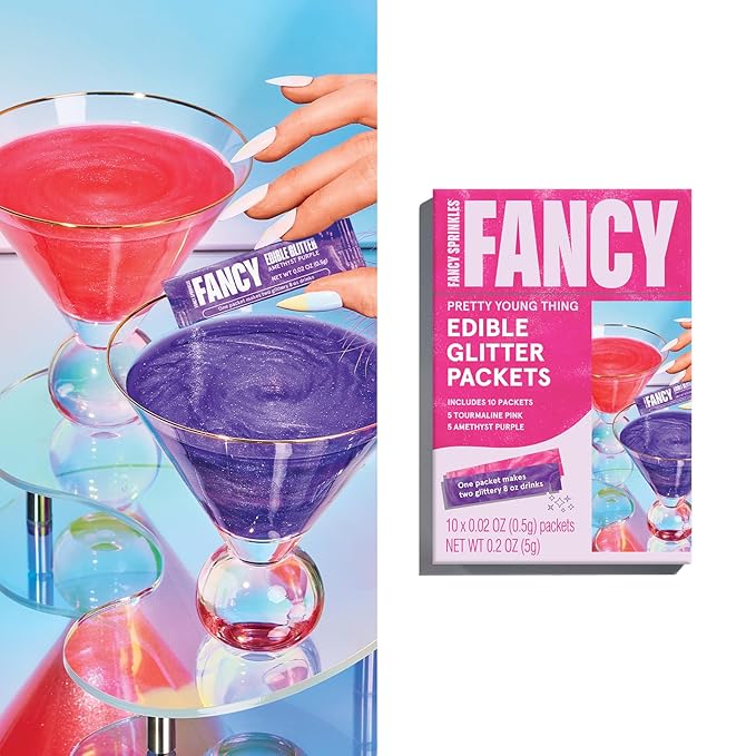 Fancy Sprinkles Pretty Young Thing Edible Glitter Packets Portable & On-The-Go for Sparkling
