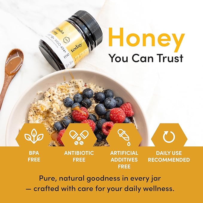 Me Today Manuka Honey, UMF 13+/MGO 404+ from New Zealand Authentic, Raw & Unpasteurized Honey | Raw Manuka Honey for Daily Wellness Support | Delicious Honey Crafted by Bees in 8.8oz
