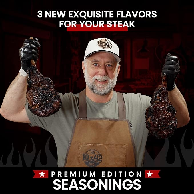 10-42 BBQ Coffee Meat Rub (NO MSG, Low Sodium) 0 Calorie | Premium Edition Steak Seasoning and Dry Rubs | Barbecue Spice Mix for Grilling Meat | Savory Flavor with Incredible Crust | 5 oz