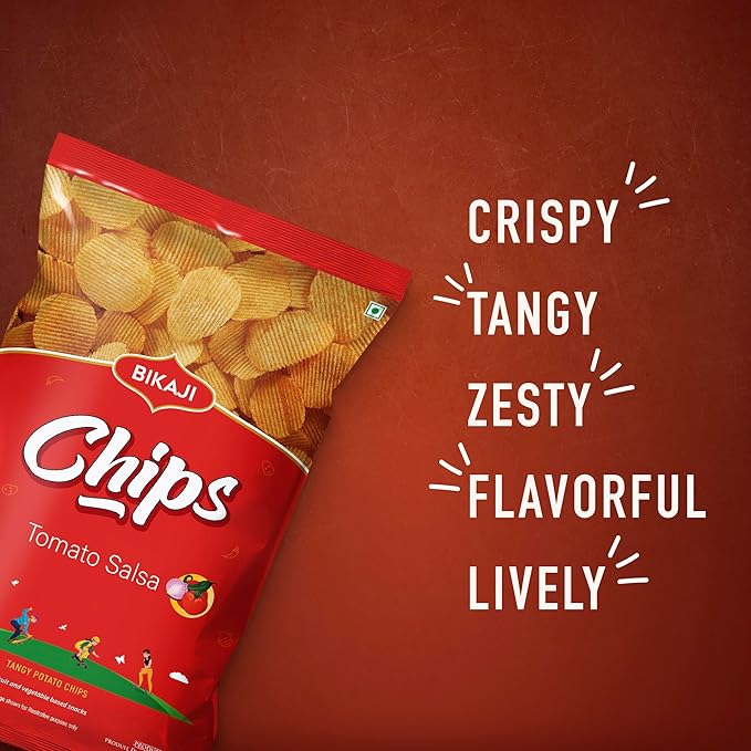 Bikaji Potato Chips Mast Masala & Tomato Salsa Combo ??160g | Ready to Eat Indian Snack Pack | Crispy Flavored Chips | Tangy & Spicy Party Snack, Bar Snack & Everyday Munchies for Sharing
