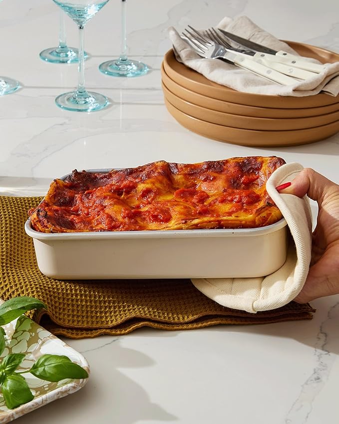 Caraway Nonstick 9??x 6.5??Small Rectangle Baking Pan Duo ??Non-Toxic, PTFE & PFOA Free ??Aluminized Steel Core ??Deep Ceramic Baking Pan for Casseroles, Lasagna & More - Slate