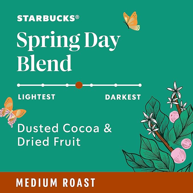 Starbucks Ground Coffee, Medium Roast Coffee, Spring Day Blend, 100% Arabica, Limited Edition, 6 Bags (10 Oz Each)