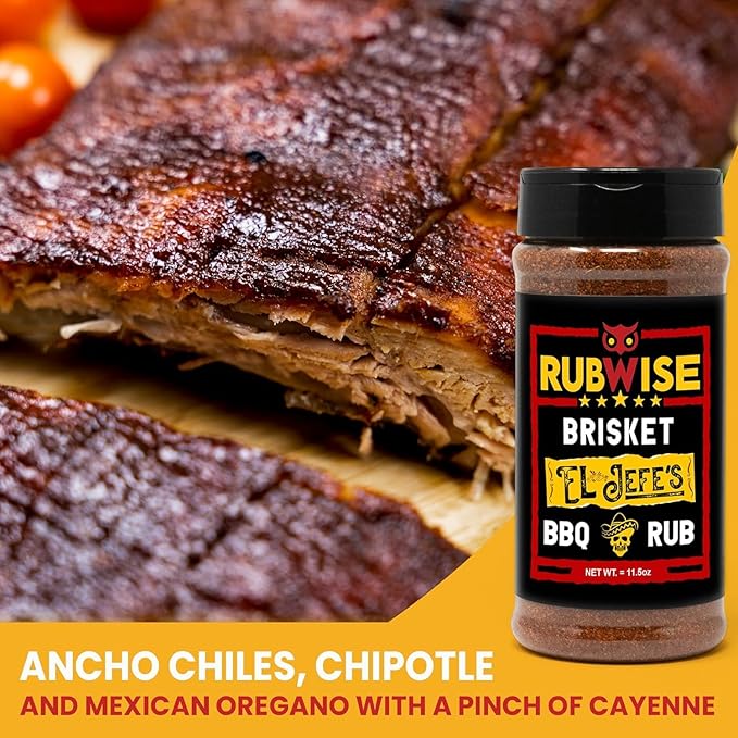 RubWise Texas Style BBQ Brisket Rub - El Jefe (1lb) | Barbecue Rubs & Spices for Smoking and Grilling | Premium Dry Seasonings with Authentic Texan Flavor | Great on Brisket, Steaks, Ribs & Burgers