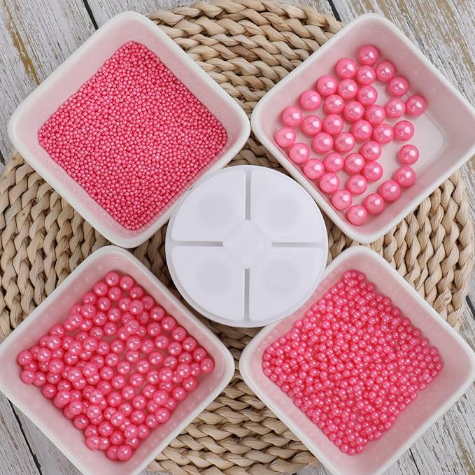 Valentines Sprinkles for Cake Decorating, 11Oz 6 Sizes Pink Pearl Sprinkles for Cake Cupcake Ice Cream Donuts Cookie Baking Toppings