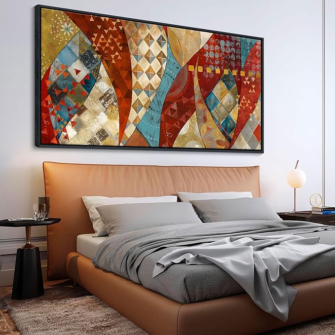 YDYSUNE Extra Large Wall Art vintage Red and gold Picture mixed media Painting Modern Artwork abstract for Living Room Bedroom Dinning Room Home Office Wall Decor 29x58