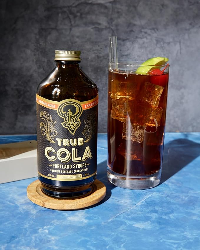 Portland Syrups True Cola – Premium Small-Batch for Cocktails, Mocktails, and Homemade Sodas – Made with Real Kola Nut and Whole Spices – 40% Less Sugar – – 12 oz bottle with 12 Servings (Pack of 1)