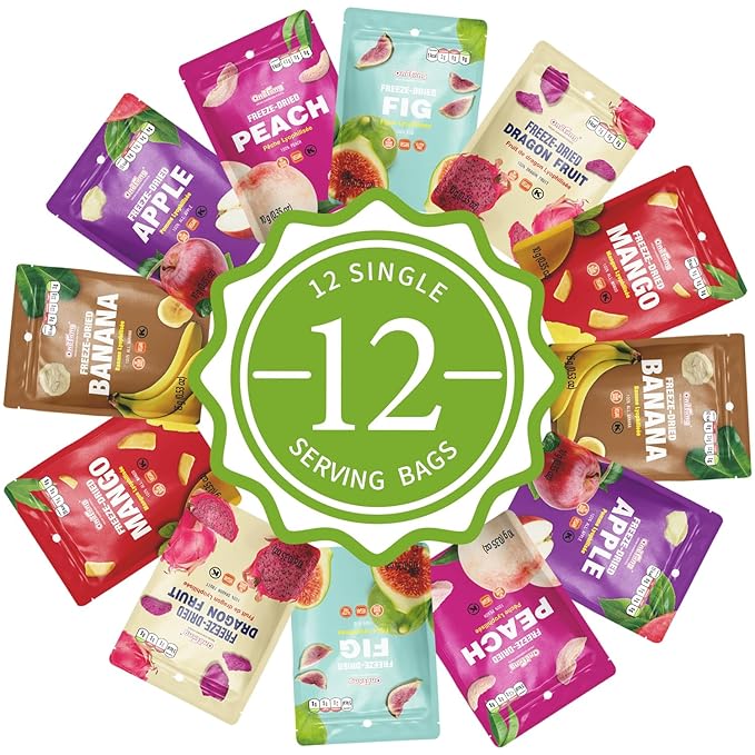 ONETANG Freeze-Dried Mixed Fruit, 12 Pack Single-Serve Pack, Non GMO, Kosher, No Add Sugar, Gluten free, Vegan, Holiday Gifts, Healthy Snack 0.35 Ounce