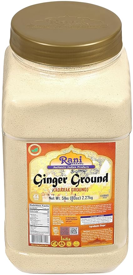 Rani Ginger (Adarak) Powder Ground, Spice 80oz (5lbs) 2.27kg Bulk PET Jar ~ All Natural | Vegan | Gluten Friendly | NON-GMO | Kosher | Indian Origin
