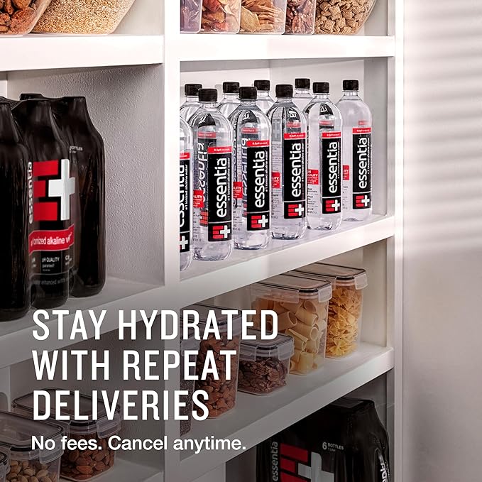Essentia Water Bottled, Ionized Alkaline Water:99.9% Pure, Infused With Electrolytes, 9.5 pH Or Higher With A Clean, Smooth Taste, 1 Litre (Pack of 12)