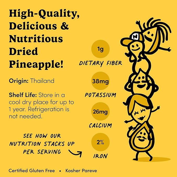 Nuts.com – Dried Pineapple Chunks – Sweet & Tart Treat for Adults & Kids, Good Source of Bromelain – Vegan, Gluten-Free & Kosher Pareve – 1.5 Pound Bag