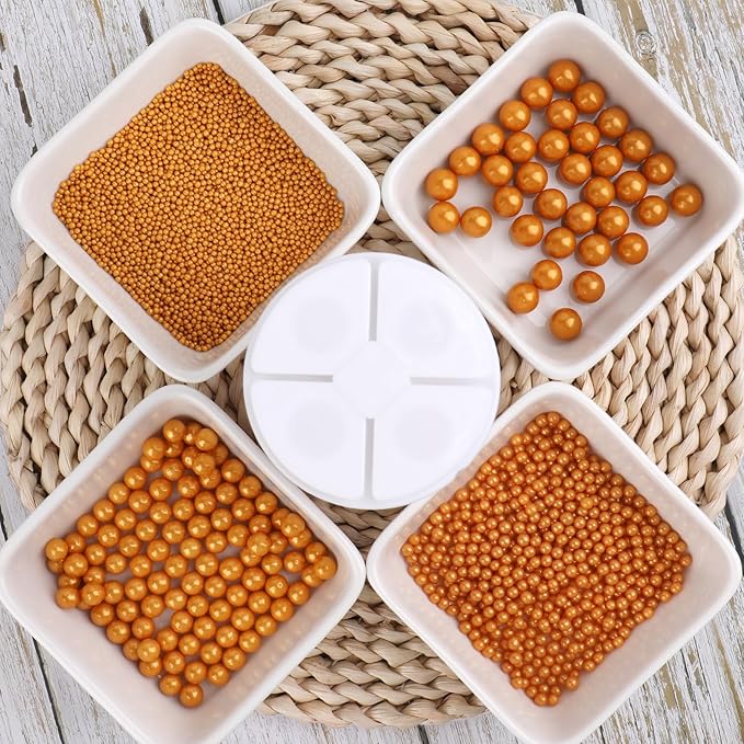 Sprinkles for Cake Decorating, Yellow Pearl Sprinkles 4 Sizes Mix for Cake Cupcake Cookie Baking Donuts Ice Cream Toppings