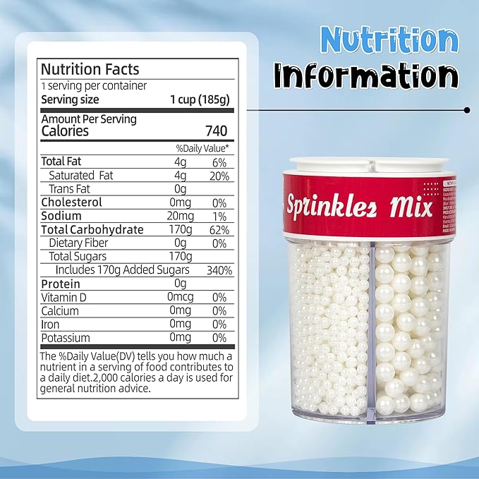Edible White Pearl Sugar Sprinkles for Cake Decorating 2mm Mini Candy Pearls 4 Sizes Sprinkles Mix for Cookie Ice Cream Candy Chocolate Baking Cupcake Topping 6.5 oz