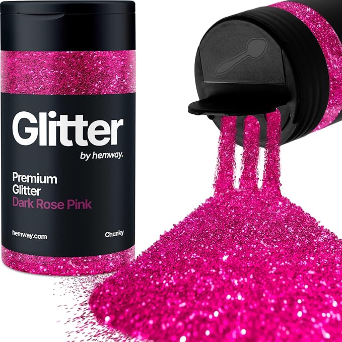 Hemway Premium Glitter Shaker - Dark Rose Pink | 130g Chunky Metallic Flake Sequins for Resin & Epoxy Crafts | Craft Supplies for Tumblers, Festival, Art