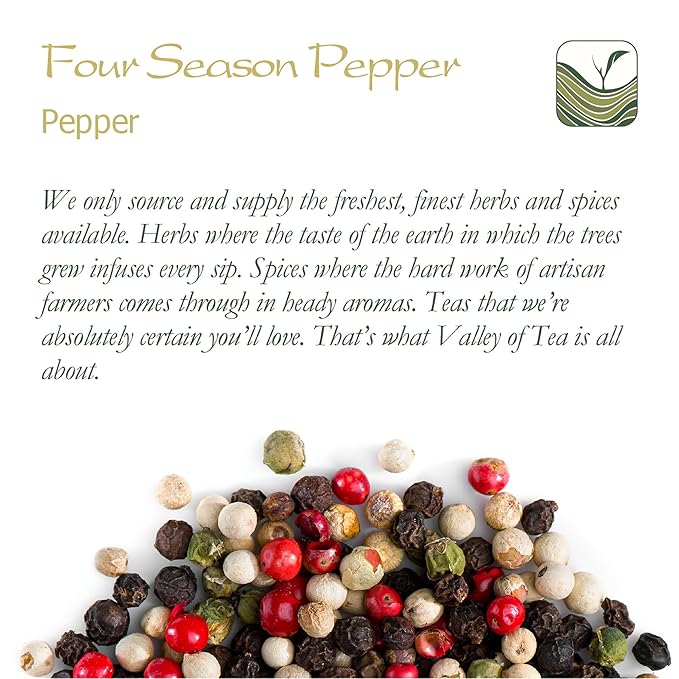 Four Peppercorn Rainbow Blend Organic - Pepper Blend For Grinder - Peppercorn Multi Colored Mix Gourmet Melange 4 Peppercorn Blend Rainbow Peppercons For Grinder Organic Peppercorn Melange