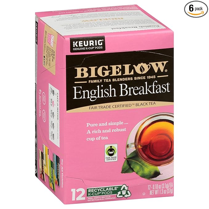 Bigelow Tea English Breakfast Black Tea Keurig K-Cup Pods, Caffeinated Tea Keurig Tea Pods, 12 Count Box (Pack of 6), 72 Total K-Cup Pods