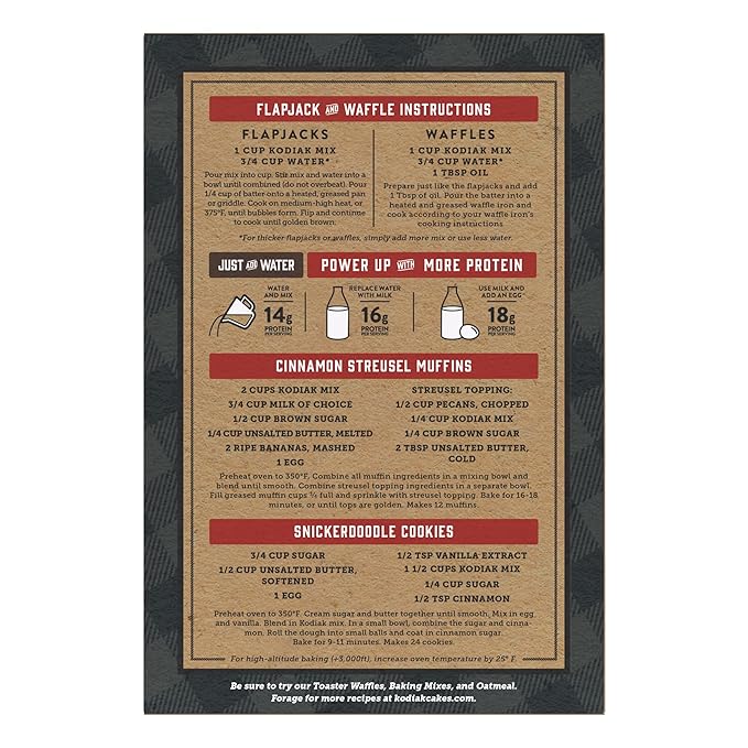 Kodiak Cakes Protein Pancake Power Cakes, Flapjack and Waffle Mix, Cinnamon Oat, 20 Ounce (Pack of 6) (10705599012683)