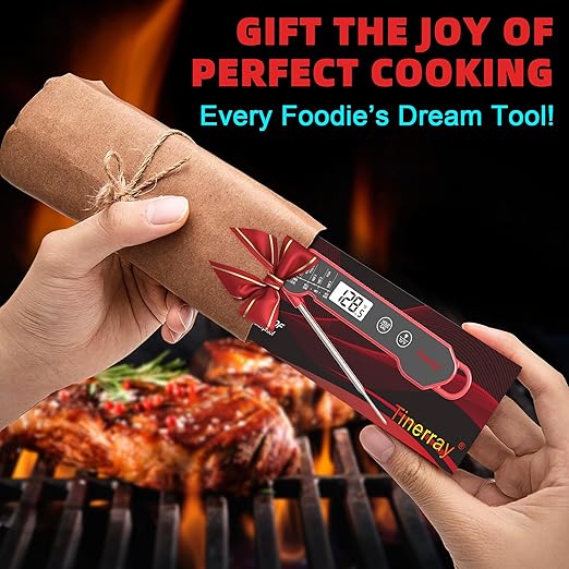 Digital Meat Thermometer for Cooking ??Waterproof Instant Read Food Thermometer with Backlight & Calibration, Fast Read, Folding Probe for BBQ, Grill, Candy, Deep Fry, Kitchen, Liquids, Beef竊늃edç«?,<div>