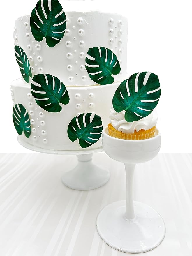 Sugar Robot - Edible Monstera Leaves Decor - Small Size - Edible leaves for cake decorating - Premium Crafted - Made in the USA Cake -Set of 24 (Monstera Leaf)