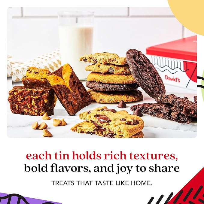 David?™s Cookies Gourmet Assorted Cookies and Brownies Gift Basket - 12 x 1.5oz fresh baked cookies and 10 x 2oz individually wrapped brownies - Great for Sharing, Ideal Gift for All Special Occasions