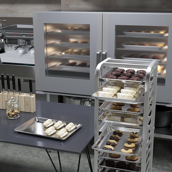 13 in. x 18 in. 19 Gauge Half Size Aluminum Bun. / Sheet Pan. Pack of 12