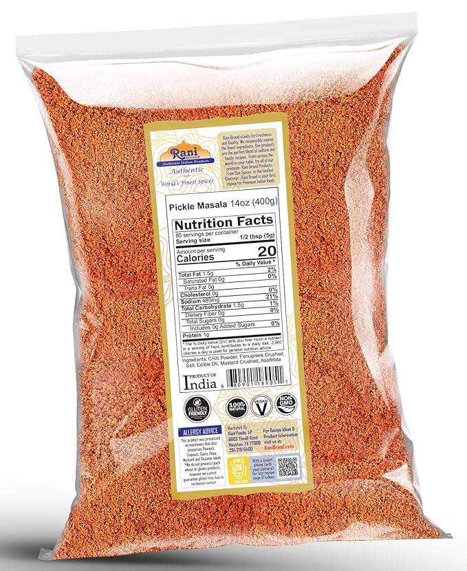Rani Pickle (Achar) Masala Indian Spice Blend 14oz (400g) ~ All Natural | Vegan | Gluten Friendly | NON-GMO | No colors | Indian Origin