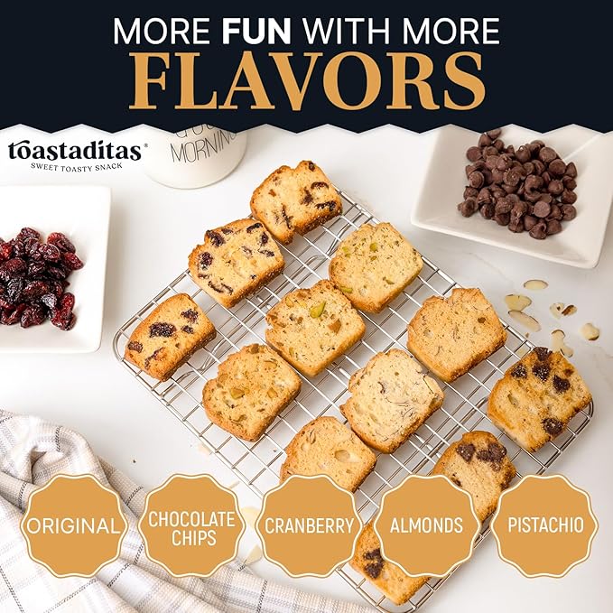 Toastaditas Chocolate Chips Biscotti Cookies, Baked Twice, No Artificial Flavors - Sweet and Toasty Italian Cookies - Ideal for Coffee or Tea pairing - 6oz pack - Snacks for kids and adults (6 oz Pack, Chocolate Chips)