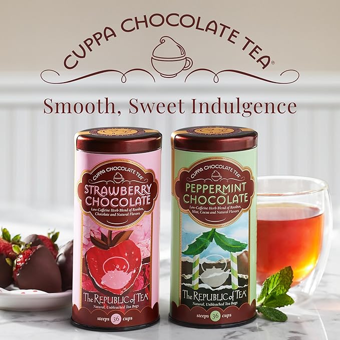 The Republic of Tea ??Strawberry Cuppa Chocolate Tea Bags, Low-Caffeine, 36 Servings