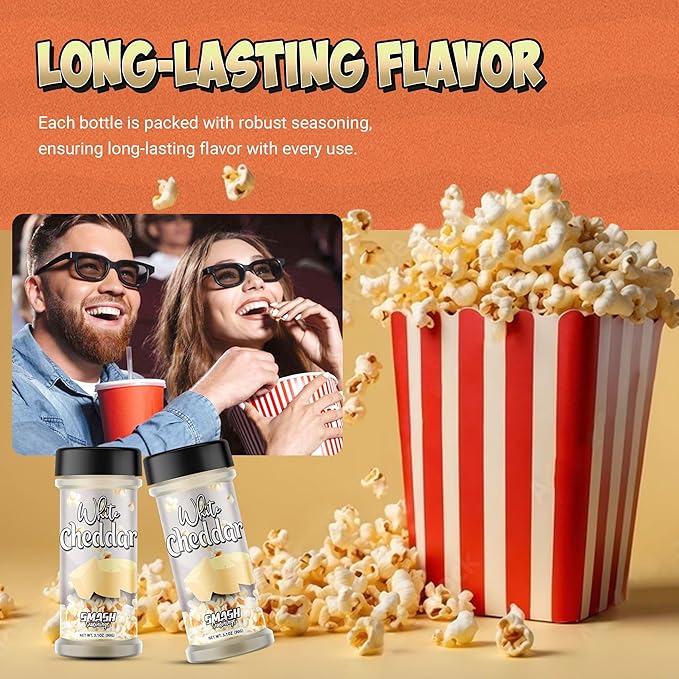 White Cheddar Cheese Powder ??Premium Cheesy Popcorn Seasoning ??2 Pack Gourmet Sprinkle Topping for Popcorn, Chips, Pasta, Fries, Pretzels, Sauces, Snacks, Meals, Parties ??Bold Sharp Flavor