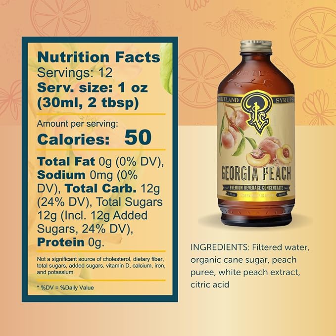 Georgia Peach ??Sweet, Juicy Peach Flavoring for Coffee, Teas, Smoothies, Cocktails, & Desserts ??Perfect for Adding a Touch of Southern Delight to Any Beverage ??12 oz, 24 servings (Pack of 1)