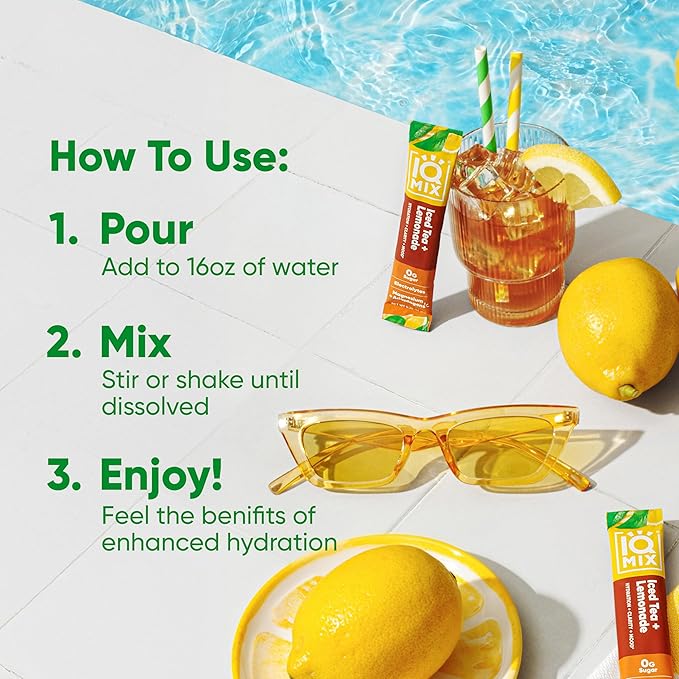 IQMIX Hydration Electrolyte Powder ??4-in-1 Formula for Hydration, Mental Clarity, Mood and Recovery ??Sugar-Free Drink Mix, Keto, Magnesium L-Threonate, Lion?™s Mane ??20 Count New Iced Tea Lemonade