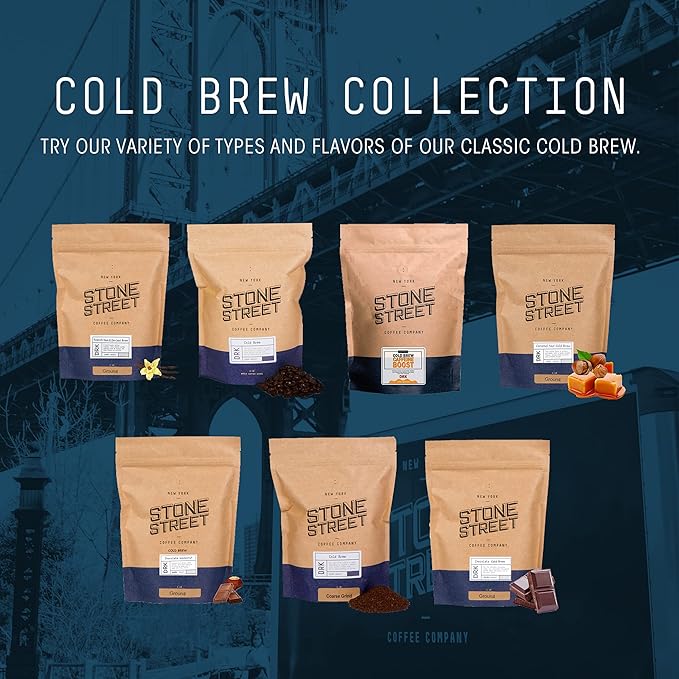 Stone Street Cold Brew Coffee, Breakfast Blend, Low Acid, 100% Arabica, Gourmet Coffee, Medium Roast, Coarse Ground, 1 LB