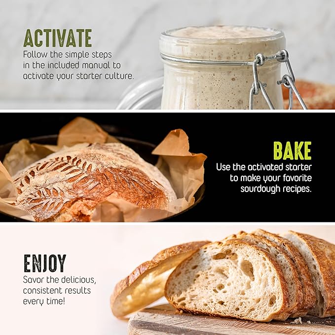 Sourdough Starter Culture San Francisco Style - Homemade Artisan Bread - Fast Activating Sourdough Starter Culture - Dehydrated Live Culture Bread Mix - Easy Instruction Manual- KOSHER - By LA Trevitt
