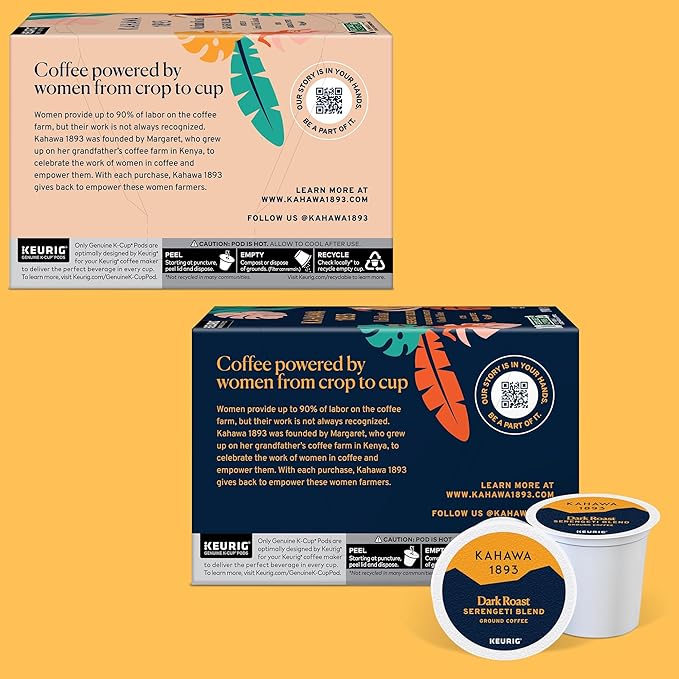 Kahawa 1893 Variety Pack Coffee K-Cup Pods - Safari & Serengeti Blend (40 Count) - As Seen on Shark Tank, 2 Boxes Medium Roast + 2 Boxes Dark Roast, Ethically & Sustainably Sourced