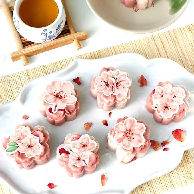 40 PCS Edible Cherry Blossoms Cupcake Toppers Wafer Paper Cherry Blossoms Flowers Cake Decorations for Baby Shower Kids Birthday Party Decorations Supplies