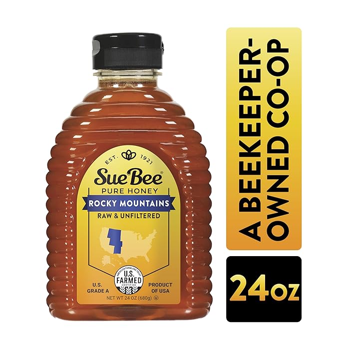 Sue Bee Regional Rocky Mountains Honey, Strained, Unfiltered USA Beekeeper-Owned Co-op, 24 oz (Packaging May Vary)