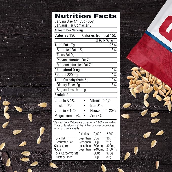 DAVID Roasted and Salted Sunflower Kernels, Original Flavor, 8.5oz. (Pack of 12)