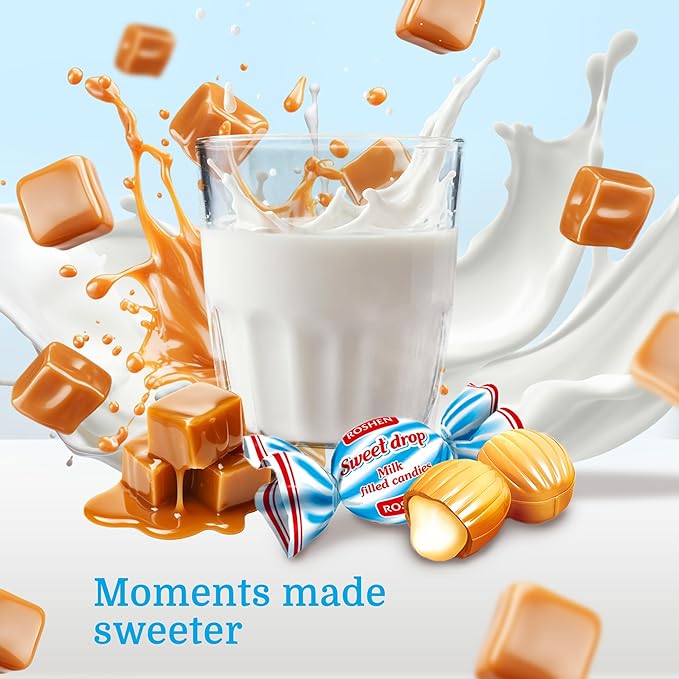 Roshen Caramel Candy Sweet Drop with Milky Filling, Delicious, Flavorful Sweets 378gr/13.33oz Pack of 3