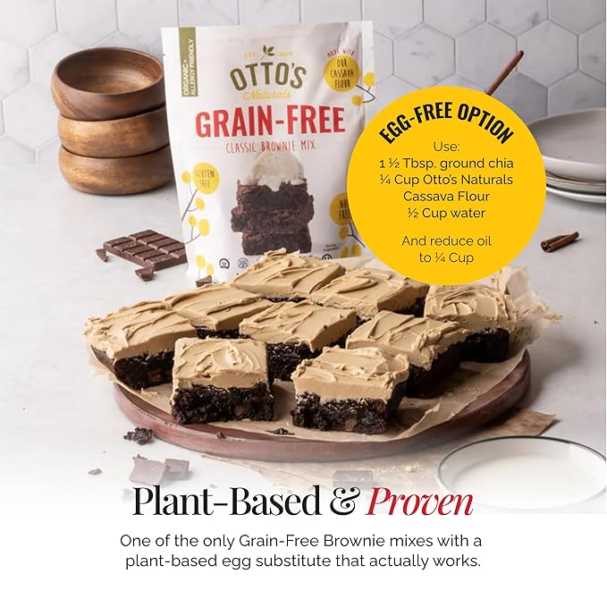 Otto's Naturals Grain-Free Classic Brownie Mix, 11.1 Oz., 6 Pack, Top 9 Allergen-Free, Versatile for Baked Treats, Made with Organic Cassava Flour, Gluten Free, Non-GMO, Vegan, Plant-Based