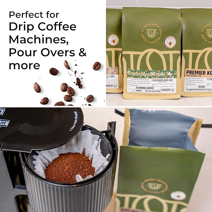 Holiday 'Gingerbread Cookie' Flavored Ground Coffee, 1 LB (16 oz) bag, Medium Roast, 100% Arabica Premium Quality Flavor
