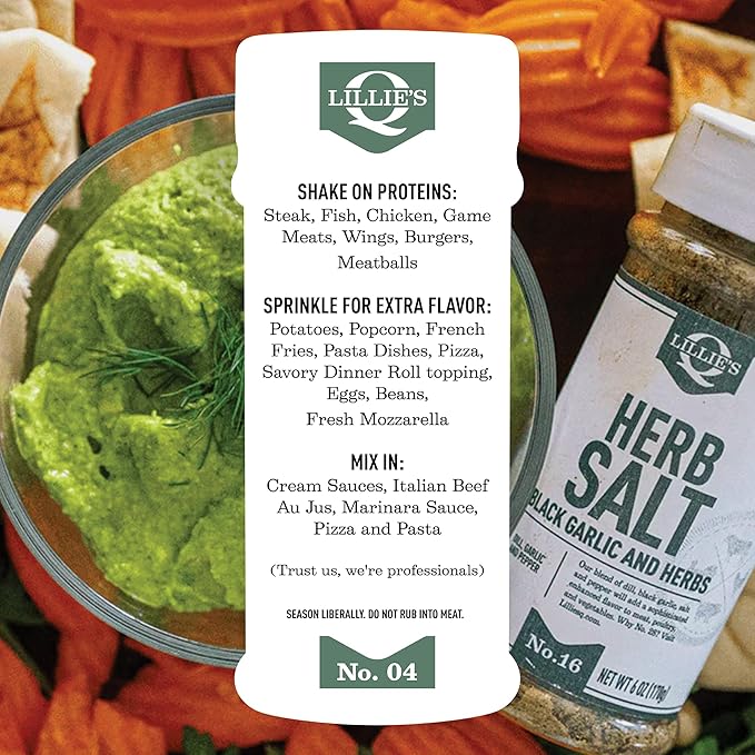 Lillie?™s Q - Herb Salt Seasoning, Garlic and Herb Seasoning for Grilling, with Chives and Parsley, Perfect on Meat, Poultry & Vegetables (6 oz)