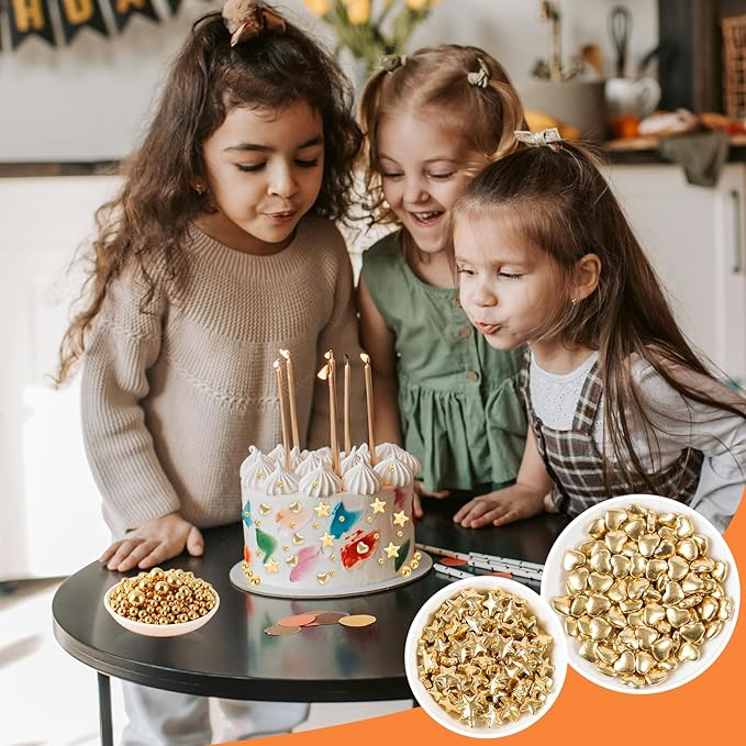 Kasvan Gold Pearl Sugar Sprinkles, 6 Sizes Mix for Cake Decorating, 230g/8.1oz, Ice Cream Toppings and Cookie Decorating, Wedding Party Chirstmas Supplies (Gold)