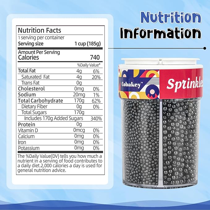 Edible Black Pearl Sugar Sprinkles for Cake Decorating 2mm Mini Candy Pearls 4 Sizes Sprinkles Mix for Cookie Ice Cream Candy Chocolate Baking Cupcake Topping 6.5 oz