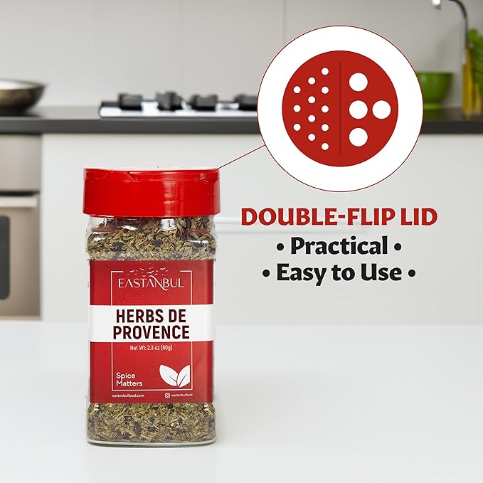 Eastanbul Herbs De Provence Seasoning, 2.3oz, Natural Herbes De Provence Seasoning Spice Blend, From France Culinary Tradition, Perfect for Grills, Roasts, Stew & Soups, Low Sodium, No Filler, No MSG