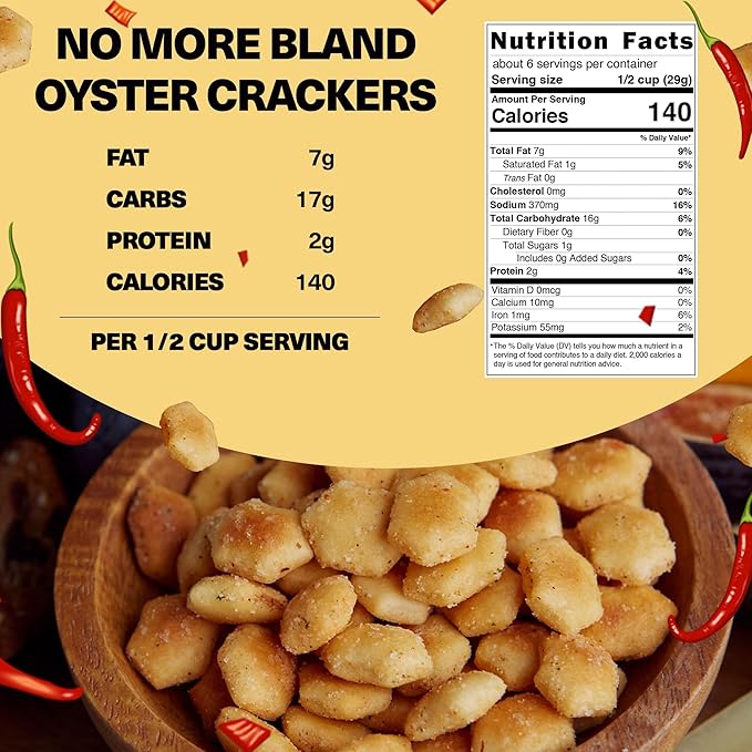 Wicked Minis Soup & Oyster Crackers - Saltine & Salted Flavored Mini Puffed Soup, Savory Snacking Mix, Seasoned Croutons Salad Toppers, Crackers for Chili 6oz (Crushed Red Pepper, Pack of 12)