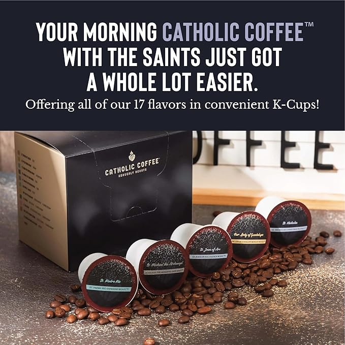 Catholic Coffee St. Michael | Dark Roast Ground Coffee ??Almond & Citrus Notes | 12oz Bag ??Premium Catholic Gift Inspired by the Defender of Heaven