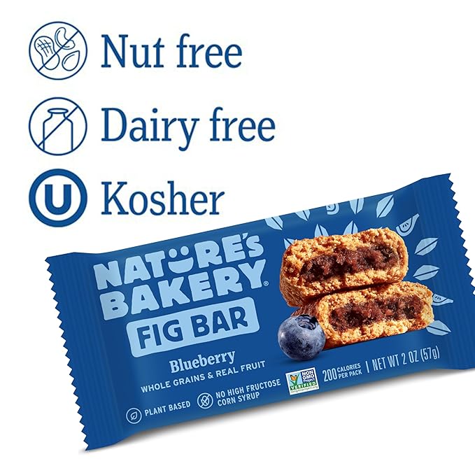 Nature?™s Bakery Whole Wheat Fig Bars, Blueberry, Real Fruit, Vegan, Non-GMO, Snack bar, 7 boxes with 12 twin packs (84 twin packs)