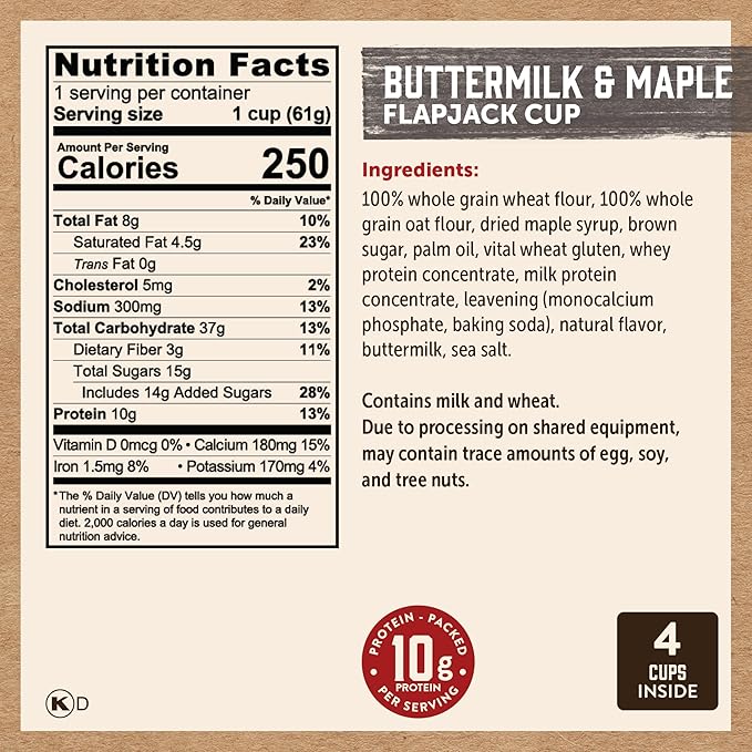 Kodiak Cakes Protein Pancake On The Go Flapjack Cups Mix; Buttermilk, Chocolate Chip, & S?셫ores Variety Pack