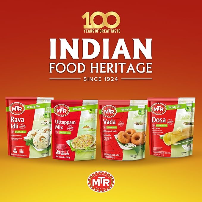 MTR Instant Assorted Mix - Ready to Cook Authentic Indian Breakfast, Lunch, Dinner & Snack Meal - No Added Preservatives - A Quick & Easy Recipe Suitable for Vegetarians - (Breakfast Mixes, Pack of 4)