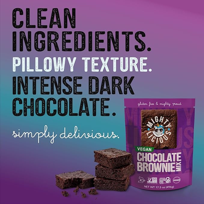 Mightylicious Chocolate Brownie Mix (Plant Based) ??Gluten-Free ??Non-GMO ??Egg-Free ??Kosher ??Dairy-Free ??Allergen Friendly ??Preservative Free ??Ideal for Baking ??3-Pack (52.5oz Total, 3.3lbs)