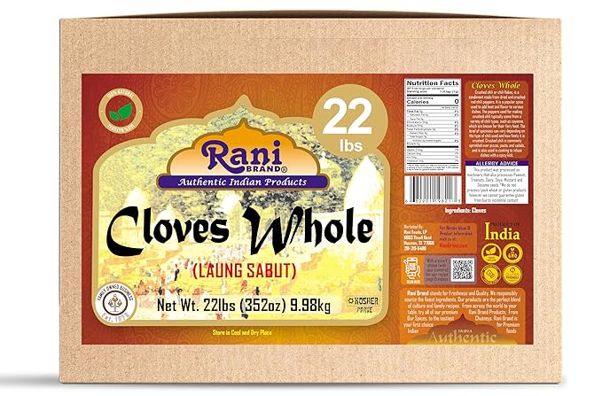 Rani Cloves Whole (Laung) 352oz (22lbs) 9.98kg, Bulk Box, Great for Food, Tea, Pomander Balls and Potpourri, Hand Selected, Spice ~ All Natural | NON-GMO | Kosher | Vegan | Gluten Friendly